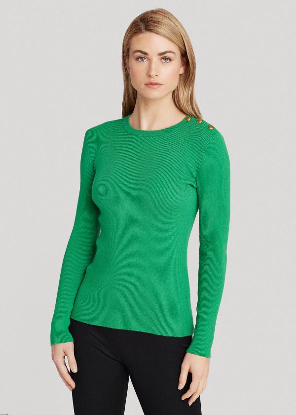 Women's Ralph Lauren Ribbed Cotton-Blend Sweater | 461728DPS